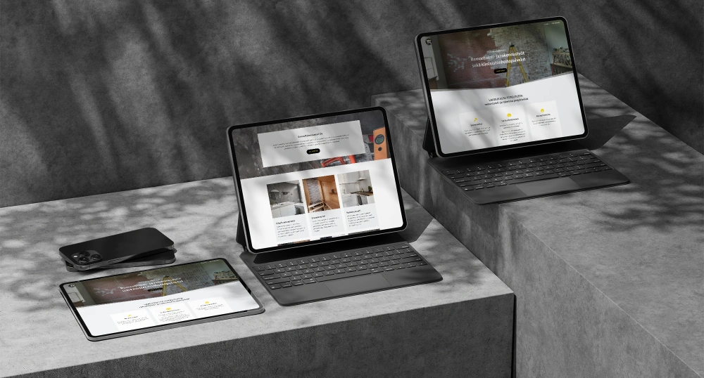 Mobiiliystävällinen WordPress-verkkosivusto yritykselle eri näyttökokoisilla laitteilla