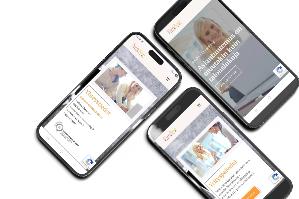 SunAnn Consulting Oy:n kotisivut mobiilissa